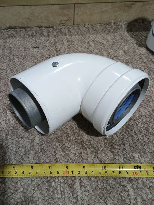 Коаксиальный дымоход. Угол 90'