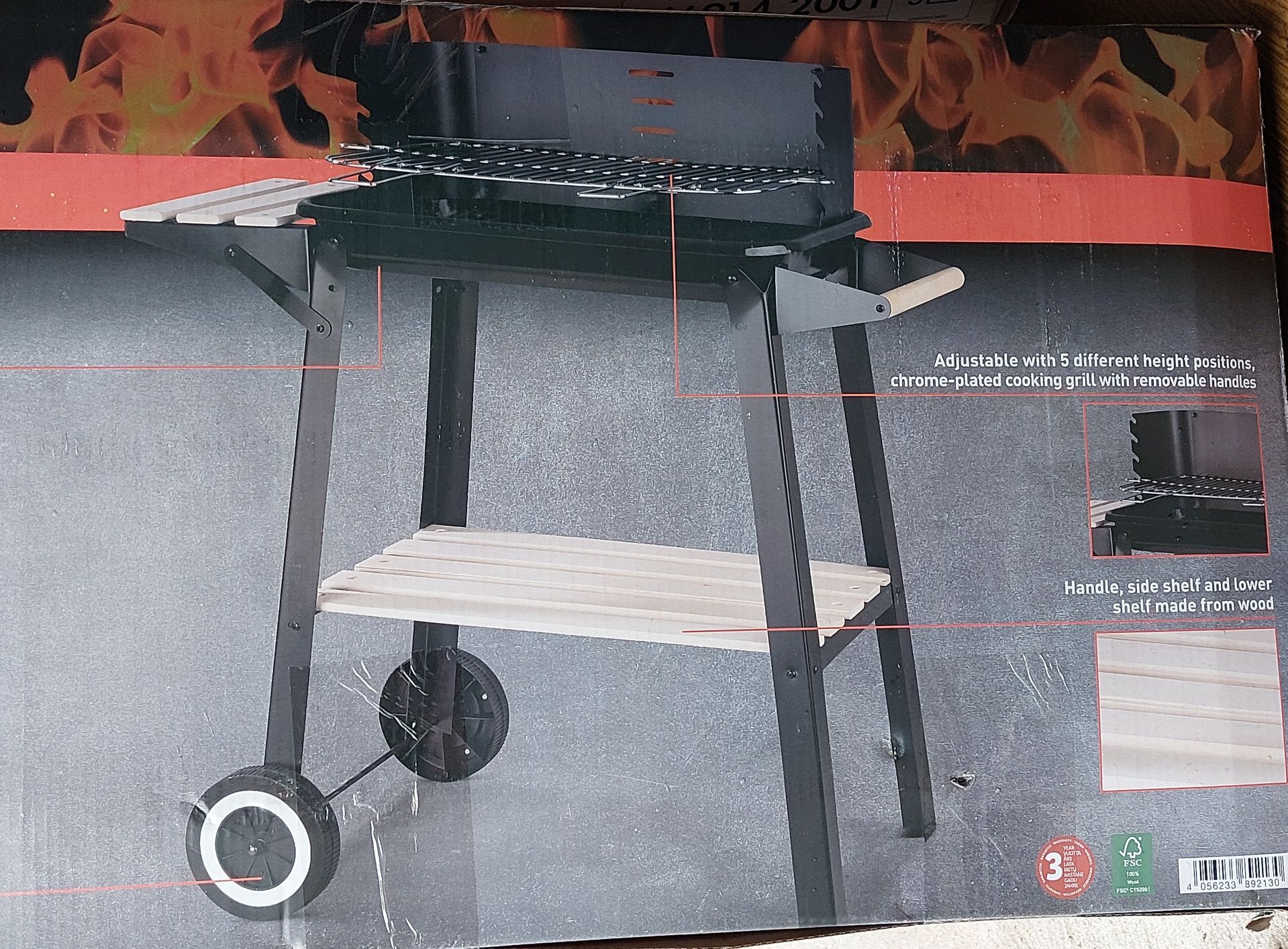 Nowy grill na kółkach GRILL MEISTER ze stelażem stół do grillowania