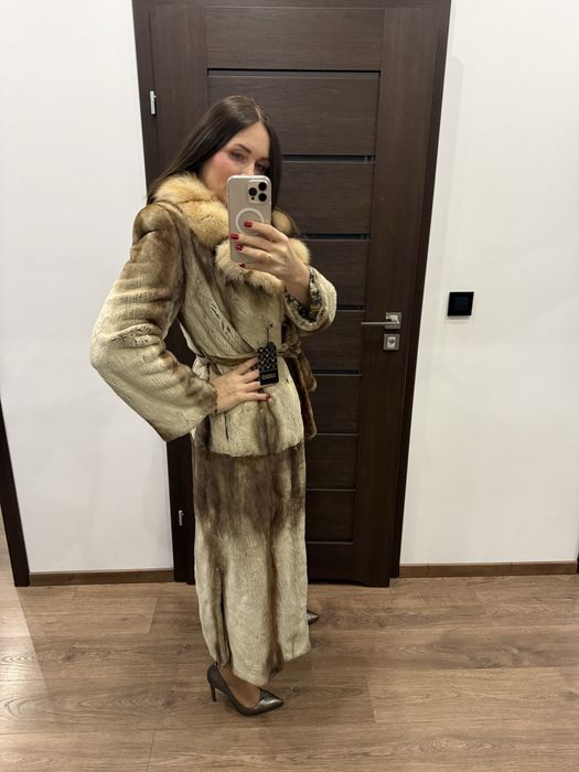 Futro naturalne z norek strzyzone XS S 135 cm dlugosci