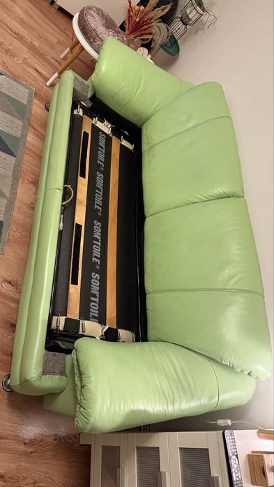 Zestaw wypoczynkowy skóra funkcja spania - bardzo dobry stan !