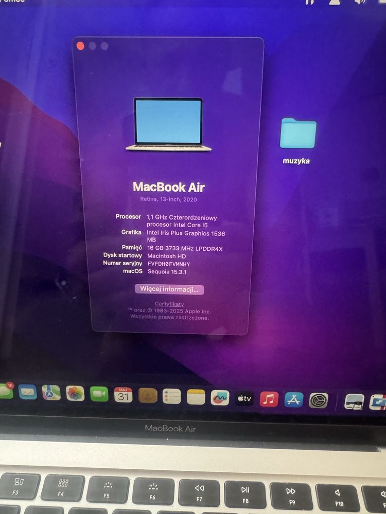 Macbook Air -Stan Idealny 2020 -16 GB Ram