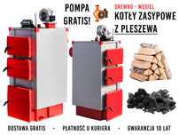 Kocioł piec 19 kW DREWNO CHRUST WĘGIEL duże palenisko Transport GRATIS