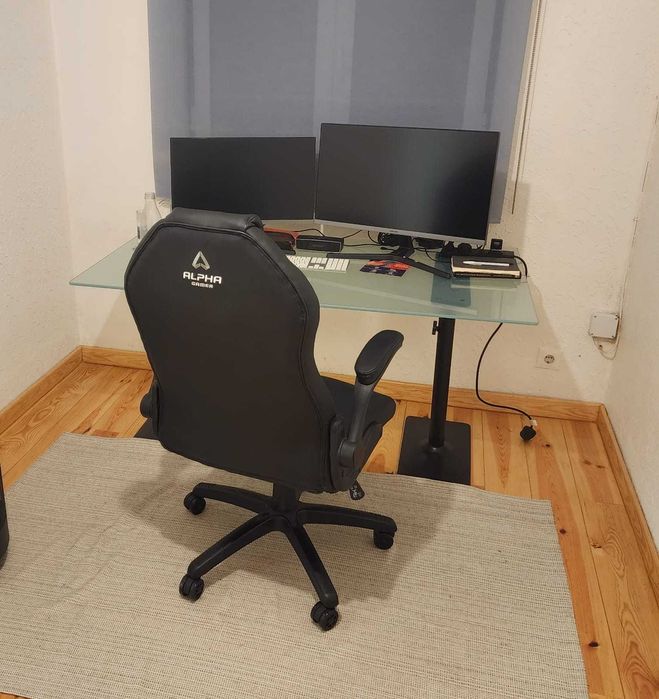 Mesa de escritório/mesa de jantar em vidro, altura ajustável 180x80cm