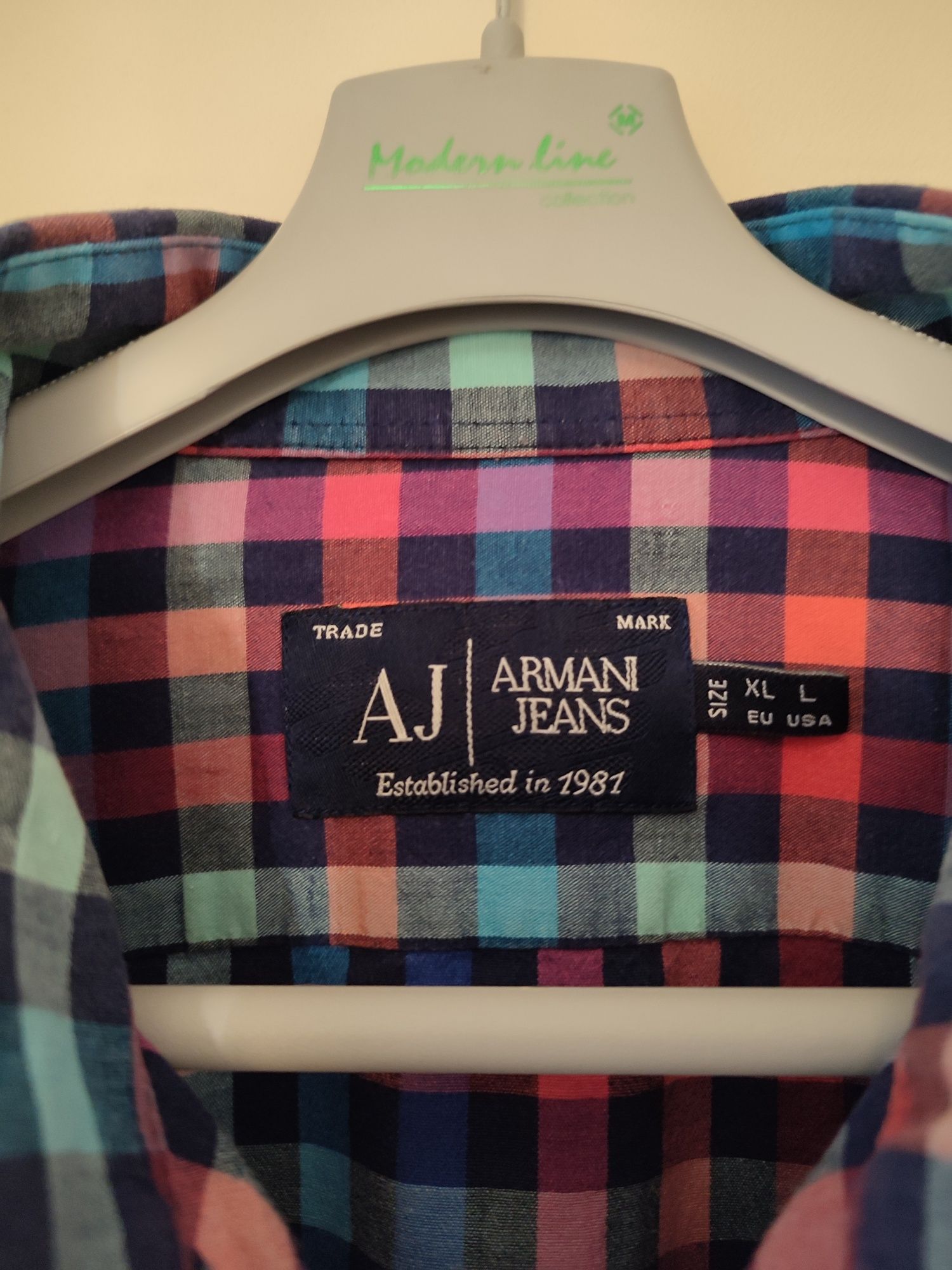 Koszula w kolorową kratę Armani jeans roz L