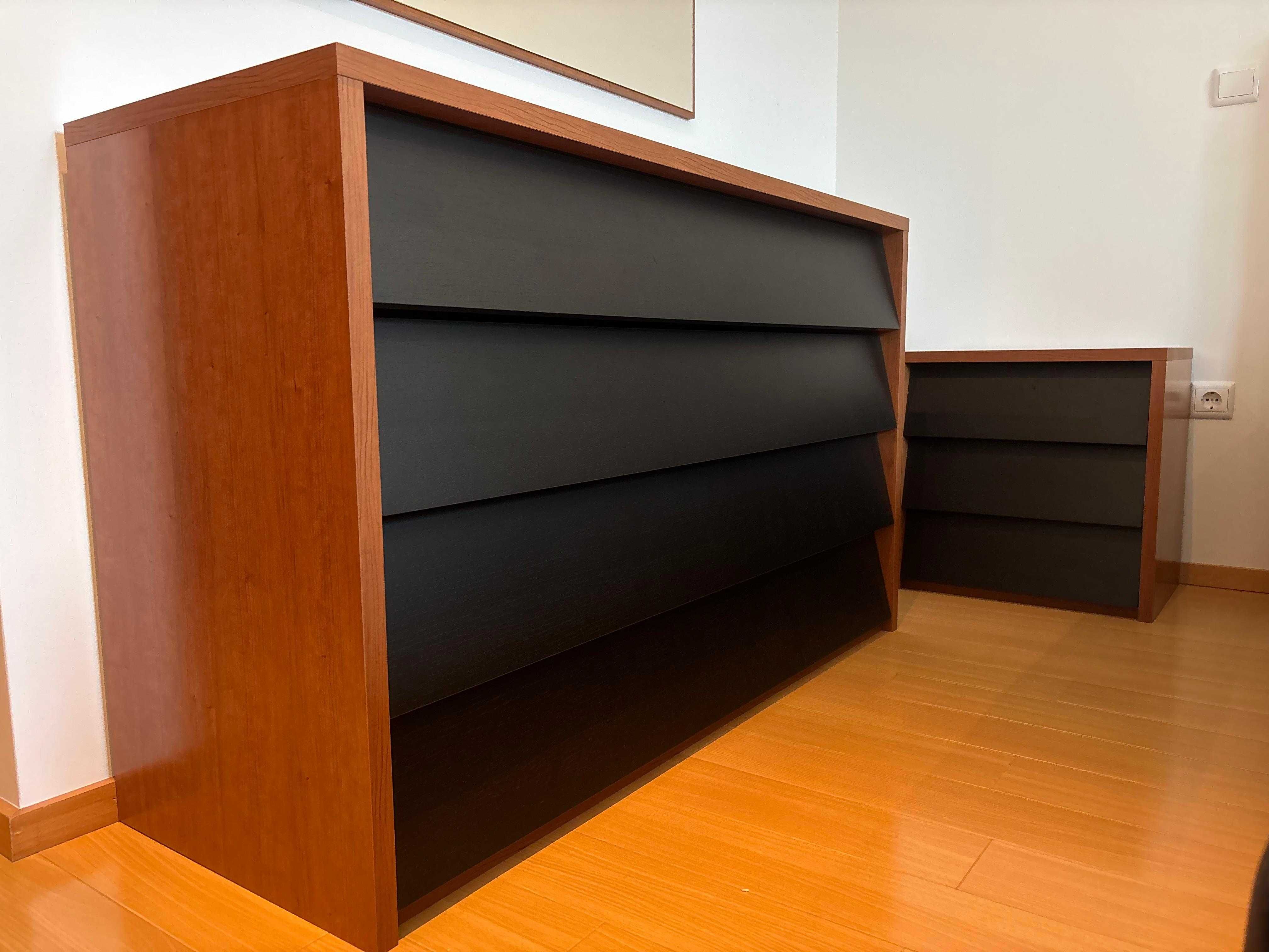 Conjunto Quarto Completo JOM Lagoa - COMO NOVO - Madeira e Preto
