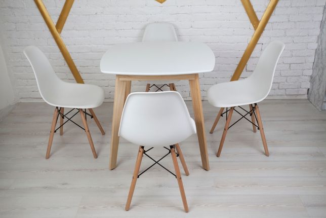 Квадратний білий стіл, обеденный стол, квадратный стол, кухонный стол
