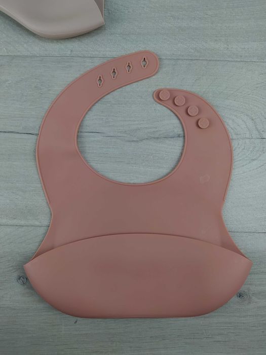 COTTONBEBE Śliniak Silikonowy z Kieszonką Wodoodporny Regulowany 2 szt