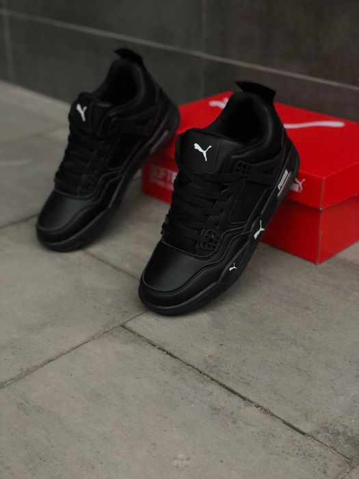 Кожаные кроссовки черные Puma Aura Black / Чоловічі кросівки Пума Аура