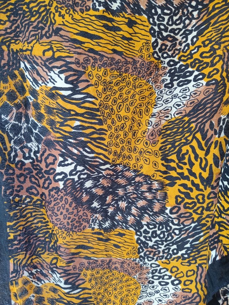Jedwabna apaszka animal print cętki 100 silk boho retro vintage jedwab
