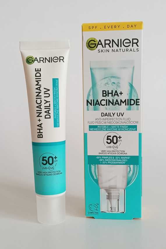 Fluid przeciw niedoskonałościom Garnier BHA + Niacynamide Daily UV SPF