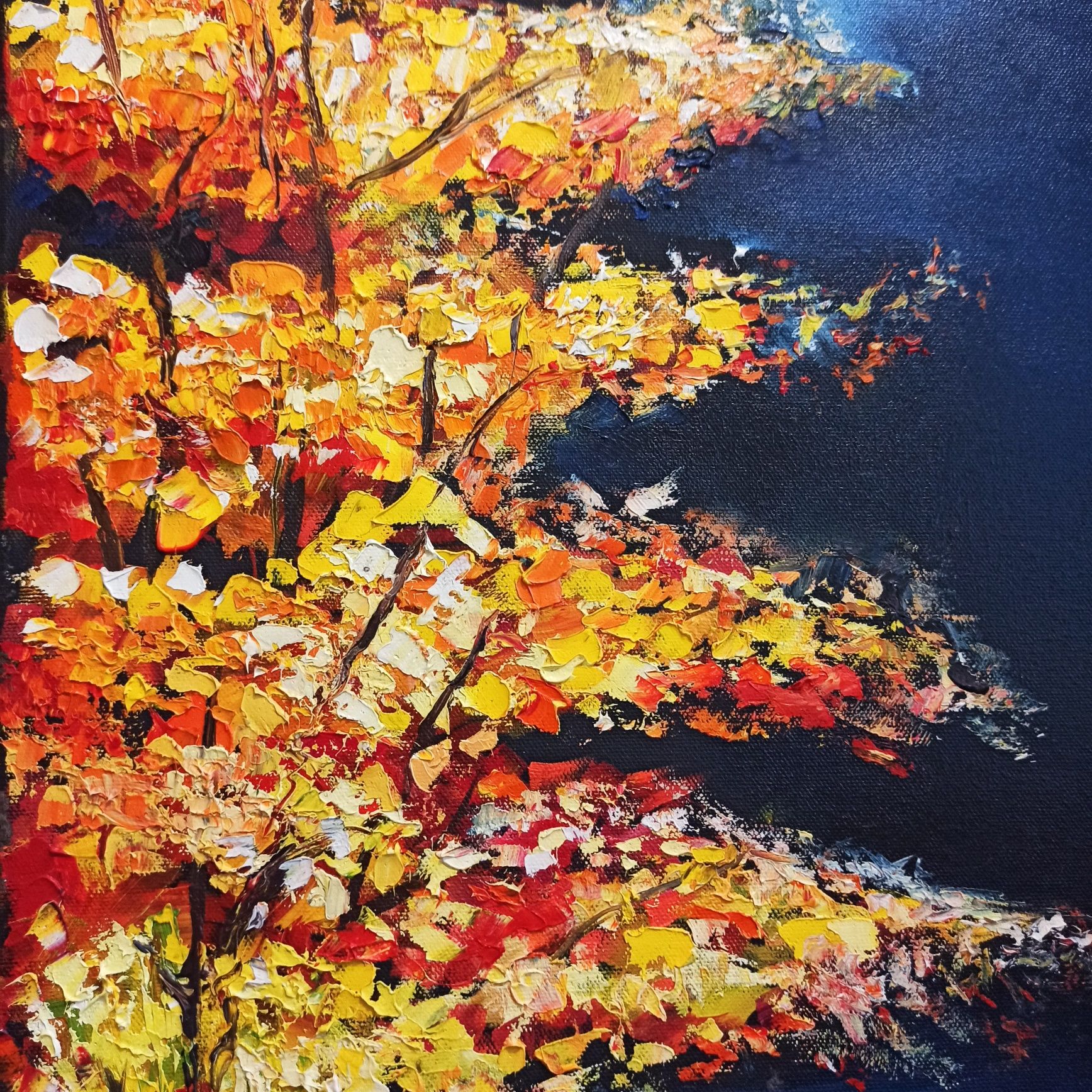 Интерьерная картина осенний пейзаж 40х50см подарок текстура рельеф