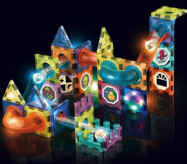 Klocki Magnetyczne 3d Tor Kulkowy Świecący Zestaw