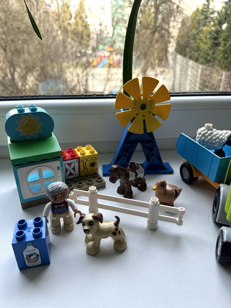 Klocki Lego duplo farma unikat wiatrak koń kaczka dużo elementów