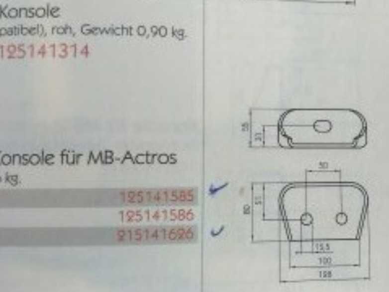 Uchwyt Konsolka ramy MB-ACTROS 2XOTW. 15X50 OCYNK