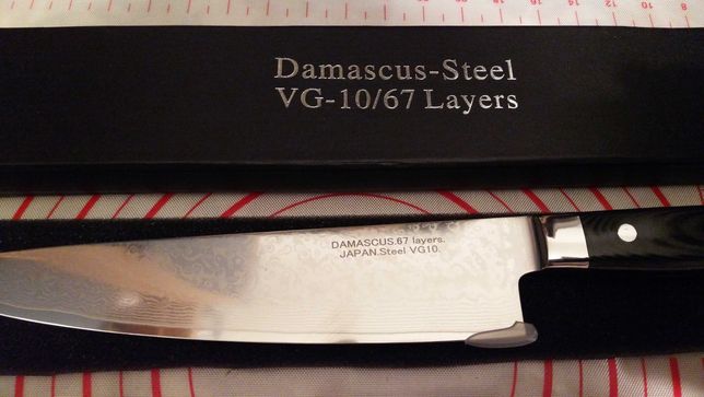 Шеф нож Дамаск Преміум 67 шарів. Сталь VG10 (27см лезо). HRC 62+-1