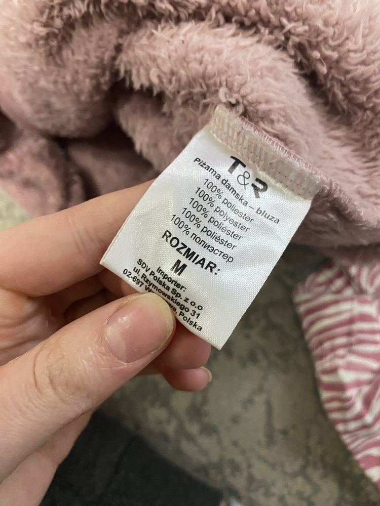 Piżama różowa zimowa komplet damska pluszak wygodna miękka ciepła