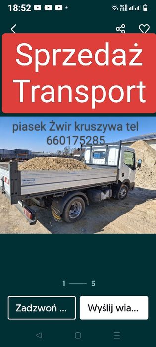 Piasek kopany płukany zwir budowlany beton pułsuchy ziemia