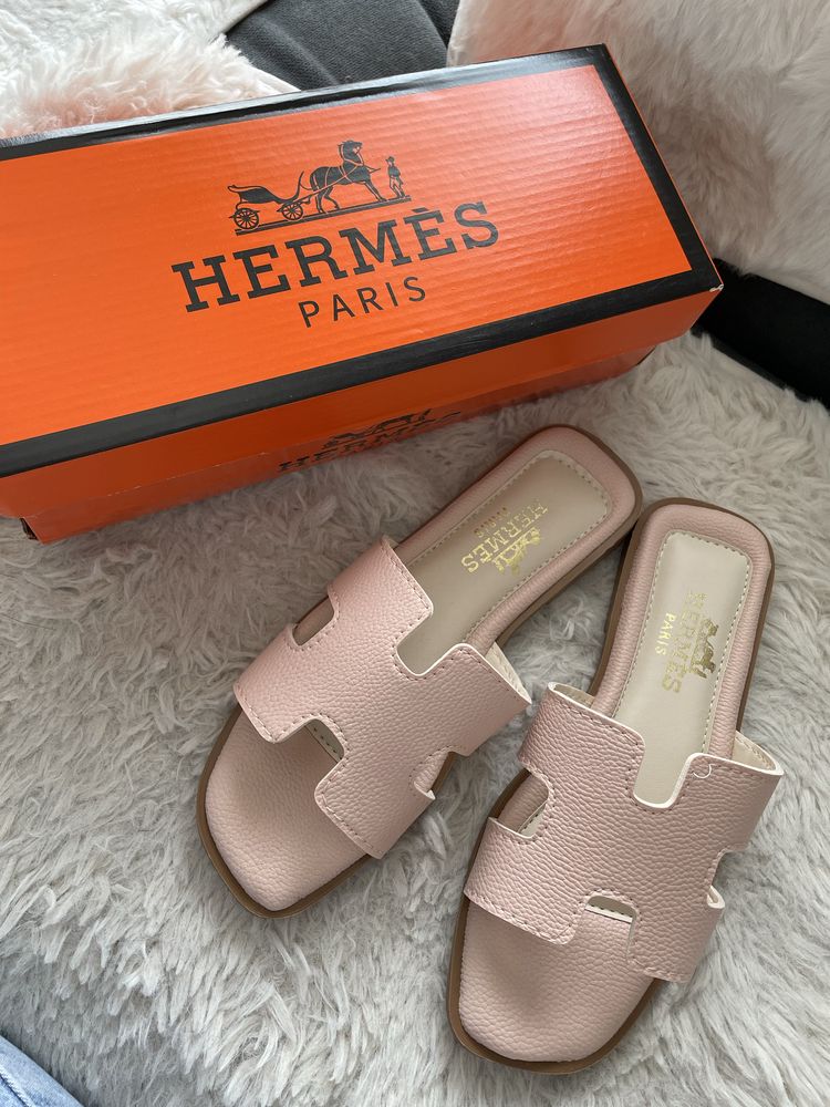 Klapki Hermes beżowe 37 NOWE