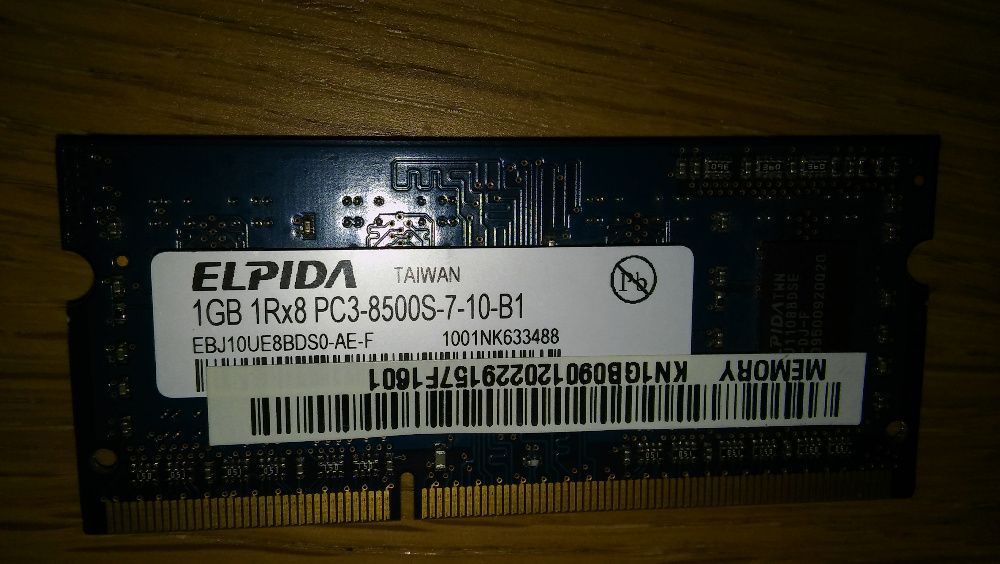 Pamięć RAM Elpida 1 GB 1Rx8 PC3-8500S-7-10-B1