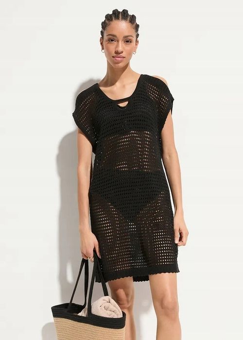 B.P.C plażowa tunika ażurowa czarna r.52/54