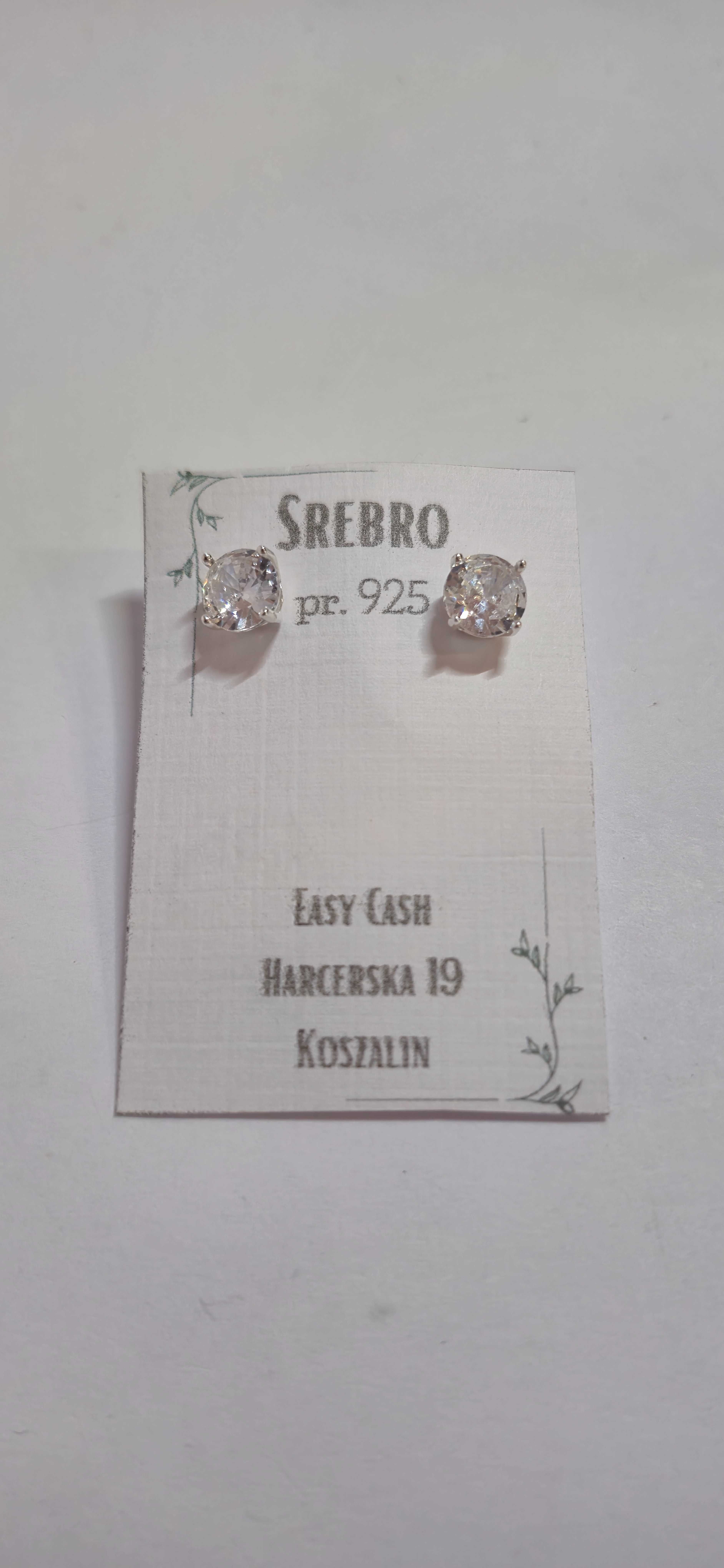 *** Srebrne kolczyki na sztyfcie z dużą cyrkonią *prb.925*Easy Cash***