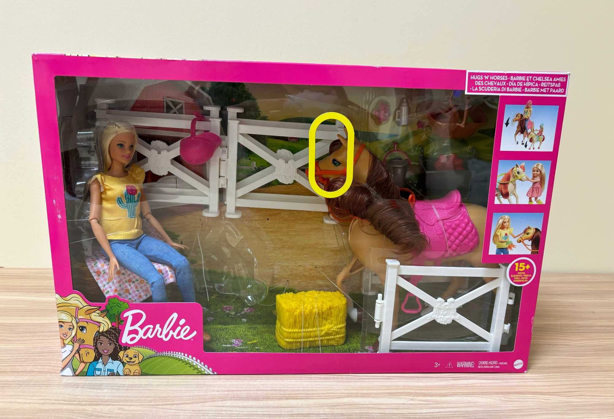 Barbie Stadnina Koni 2 Lalki Koń Kucyk Piesek Chelsea Mattel