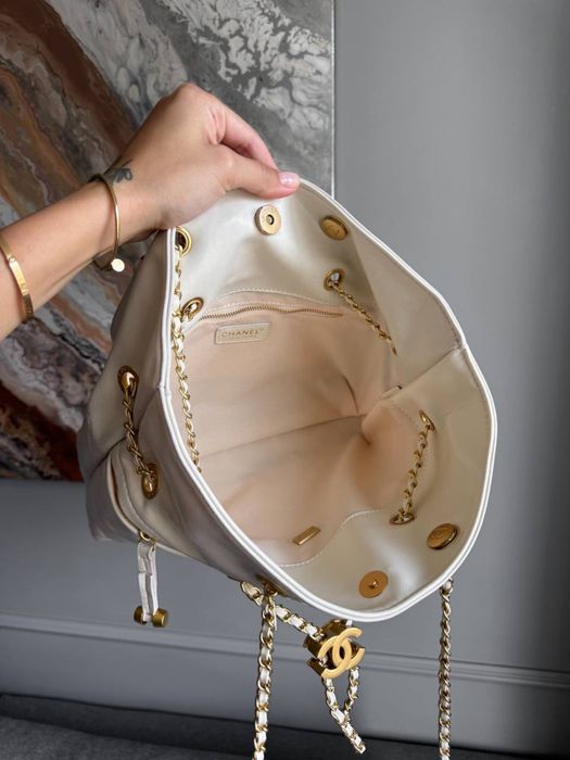 Сумка Chanel Drawstring Tote Bag шкіра | чорна, бургунді, біла