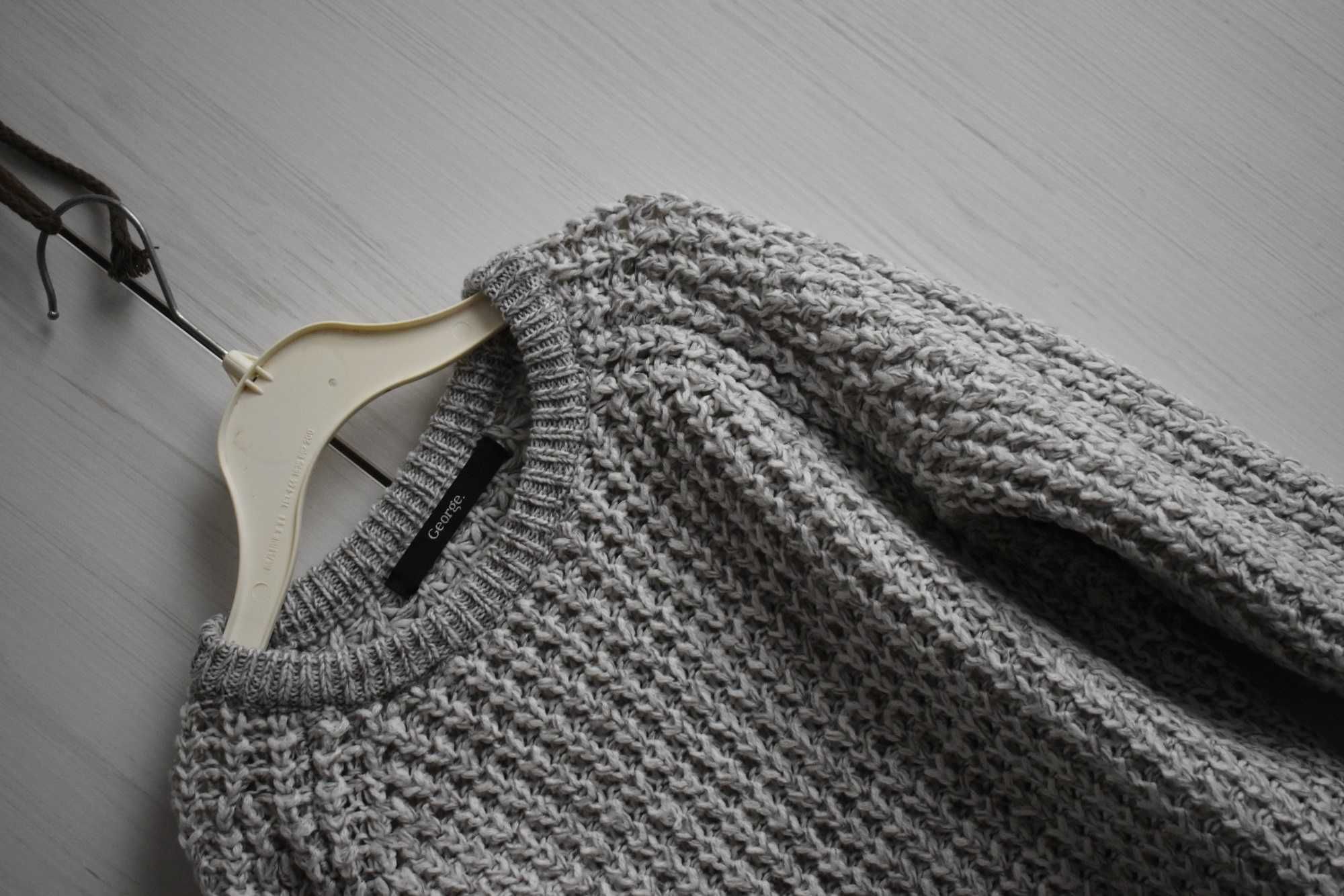 Sweter 92 98 prążkowany sweterek prosty szary dzianinowy ciepły George