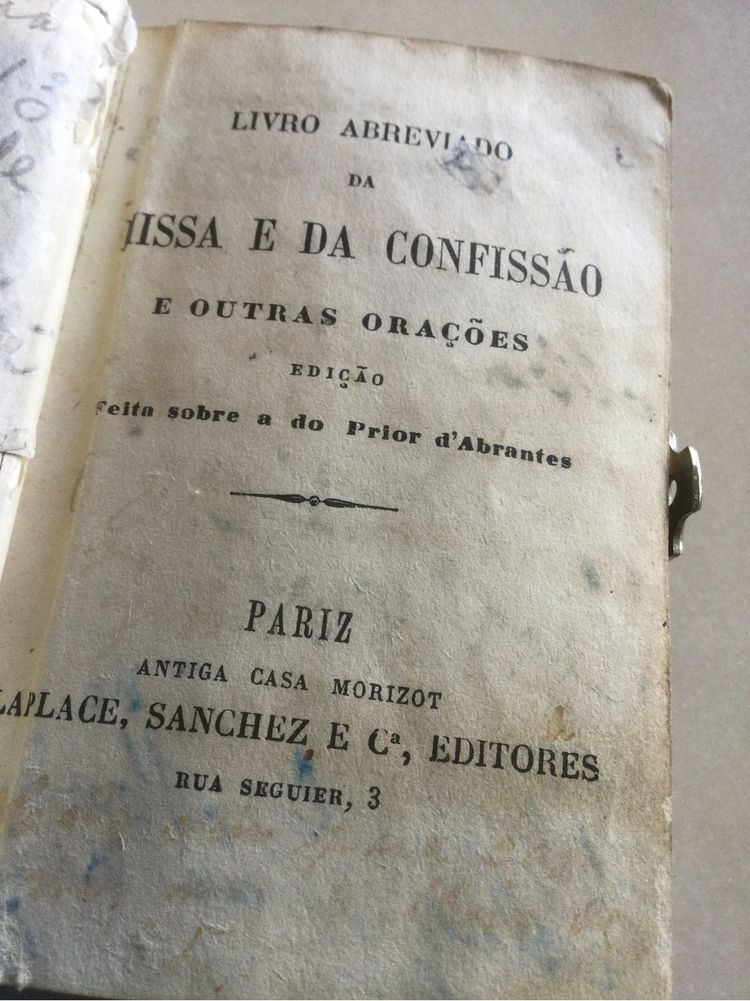 Missal Capa Nobre séc XIX Prior D’Abrantes 9,4 cm Arte sacra