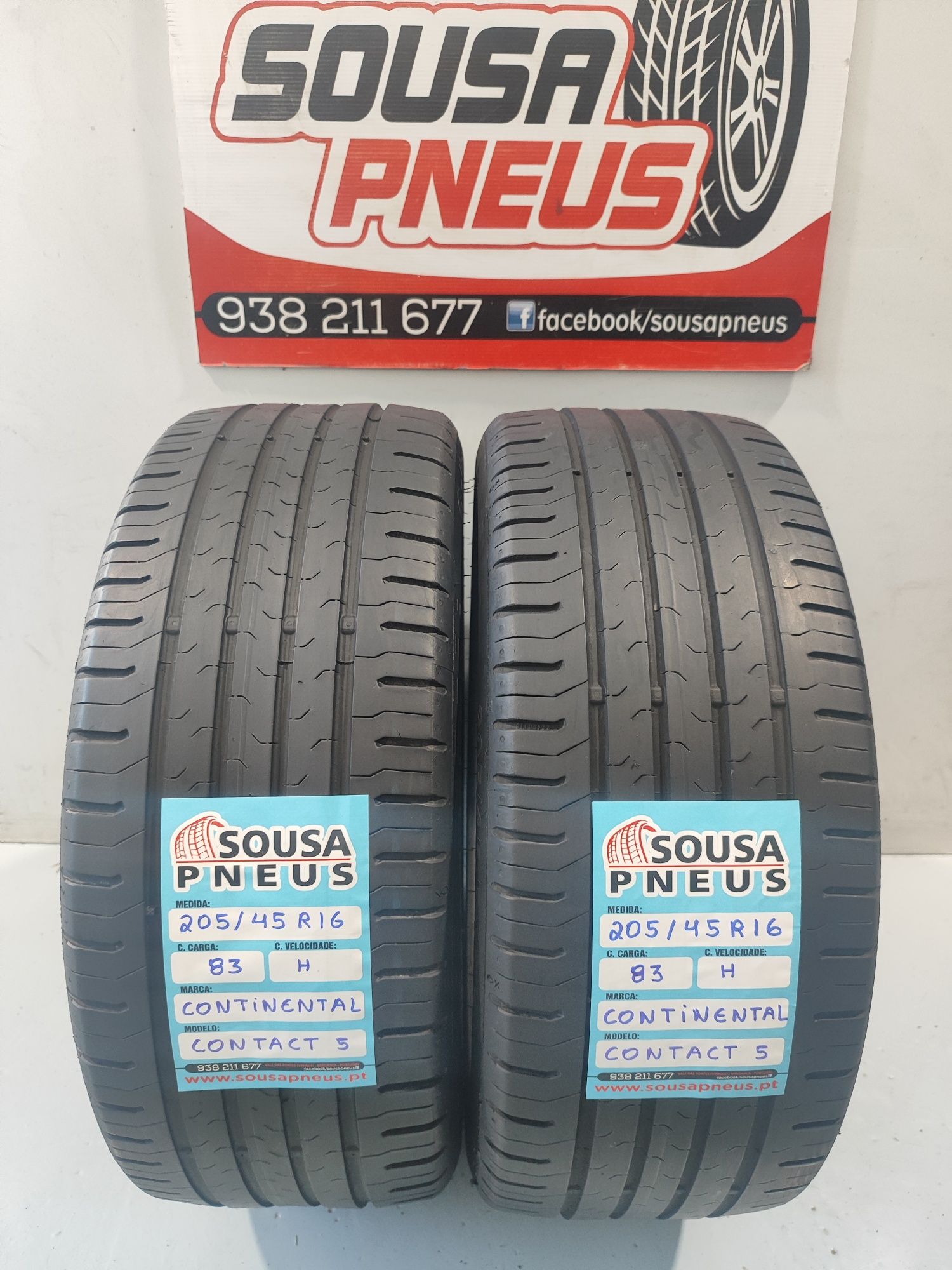 2 pneus semi novos 205-45R16 Continental - Oferta dos portes