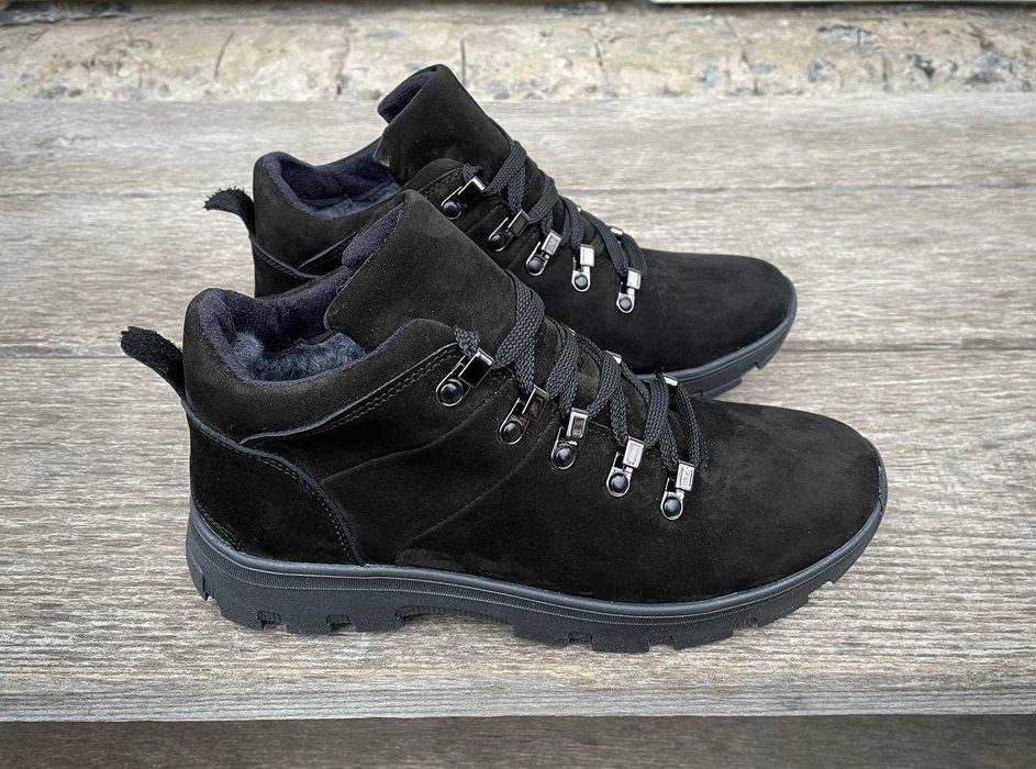 Мужские кожаные зимние ботинки кроссовки топ качество натур нубук