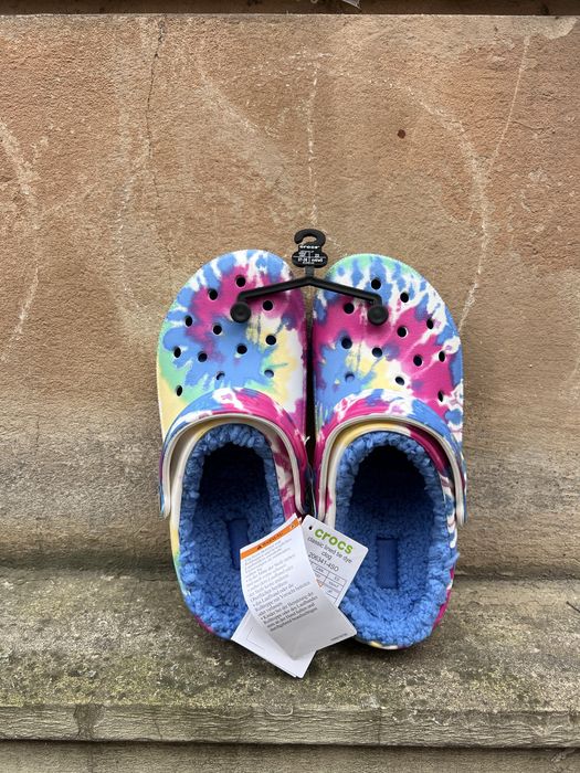 Крокси Crocs з хутром утеплені tie dye clog нові унісекс зимові тапки