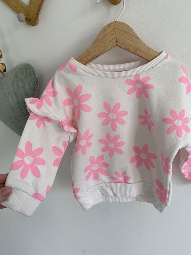 Bluza dunnes stores 74 neonowe kwiaty różowe falbanki jak newbir