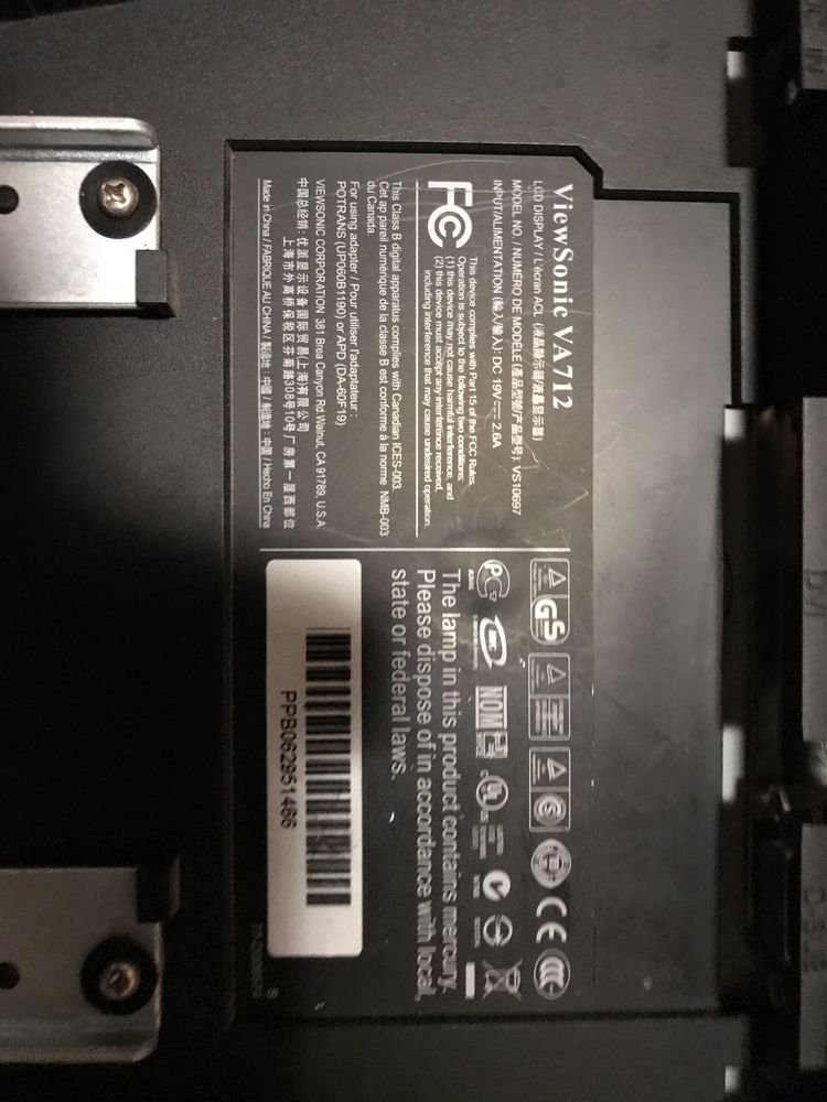ViewSonic VA712 Monitor 17” cali