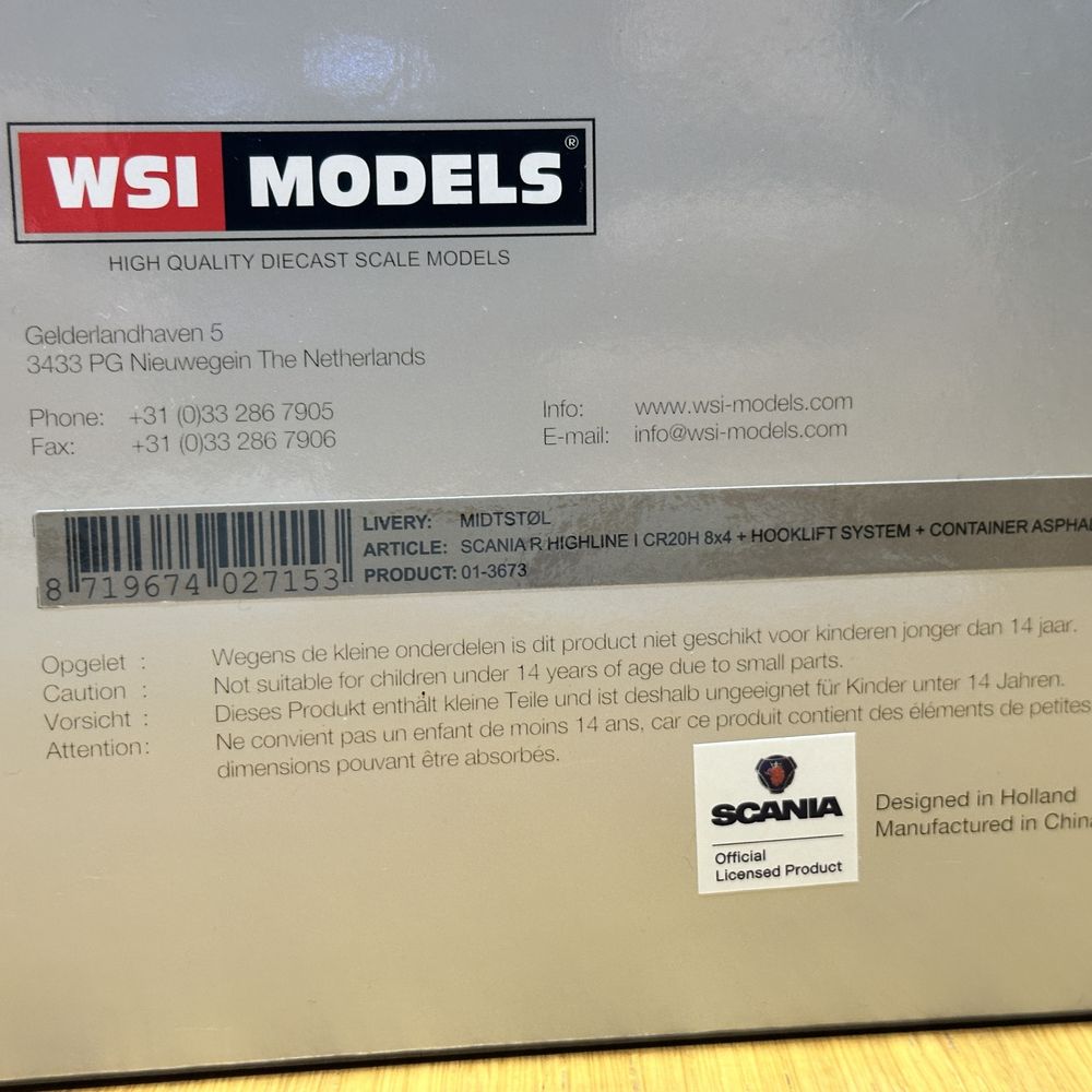 Model 1:50 WSI Scania R Highline 8x4