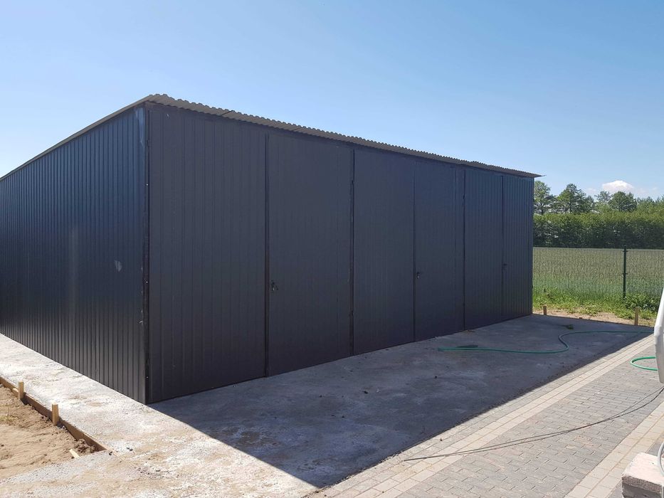 Konstrukcja Stalowa Garaż Blaszany GRAFITOWY Garaże Blaszane – ESSTAL*