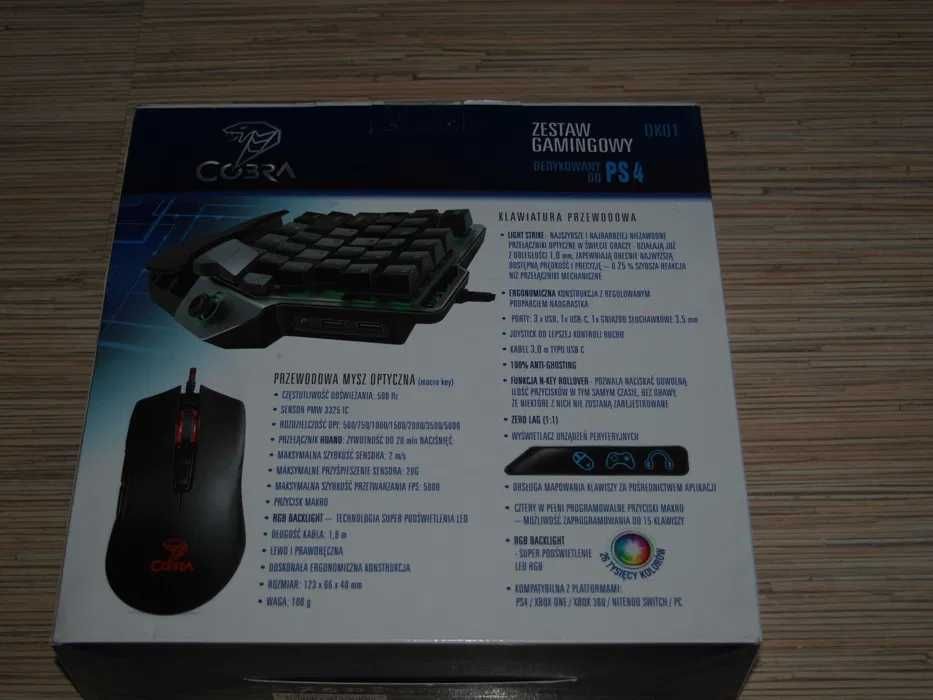 Zestaw gamingowy COBRA DK02 Mysz + Klawiatura 4w1 do ps4/ps5 nowa!!!
