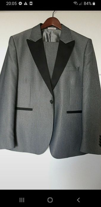 Smoking ślubny grafitowy