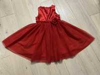 Sukienka suknia czerwona blyszczaca brokat atłasowa 98.104.110