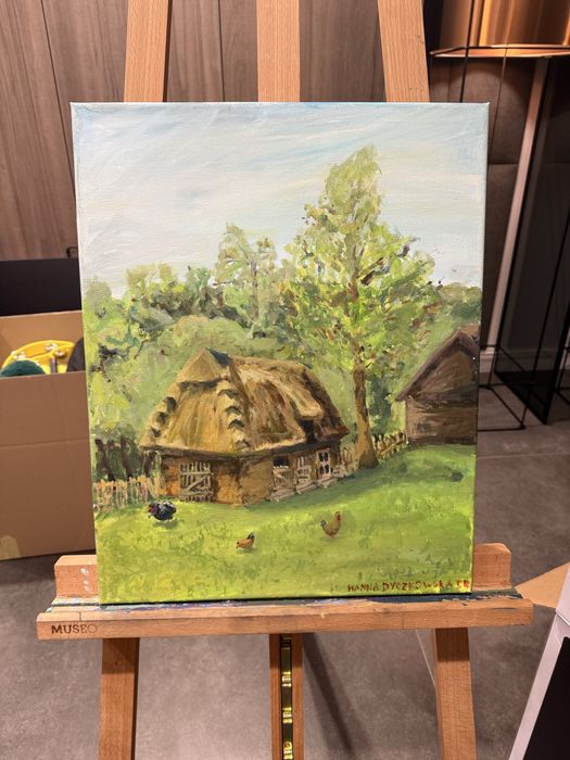 Obraz z serii ,,Widoki ze wsi Radomskiej” akryl na płótnie 50x40