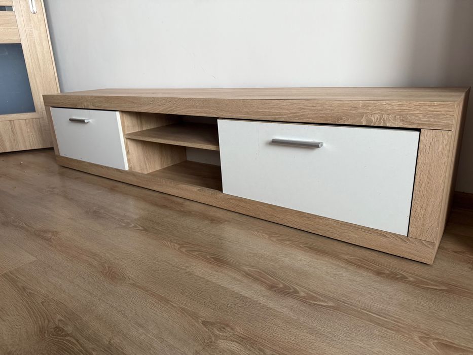 Szafka rtv pod telewizor dąb sonoma + biały