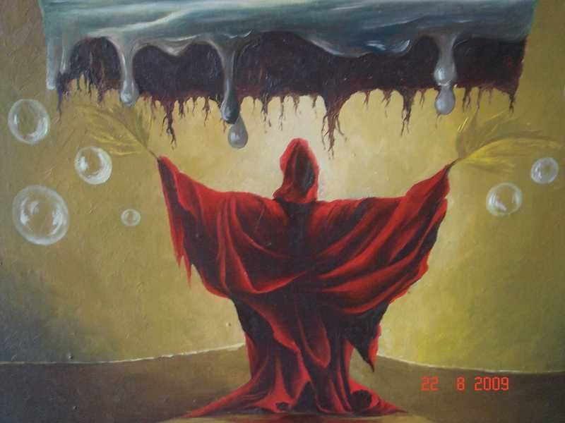 Obraz Ryszarda Rosińskiego (fantasy, surrealizm) olej, płótno