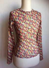 Kolorowa kwiecista bluzka mgiełka siateczka mesh Pull&Bear wiosenna