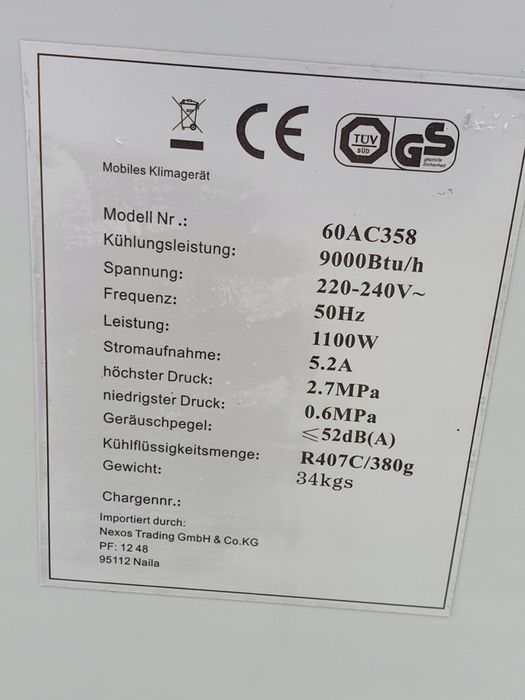 Klimatyzator stacjonarny 60AC358