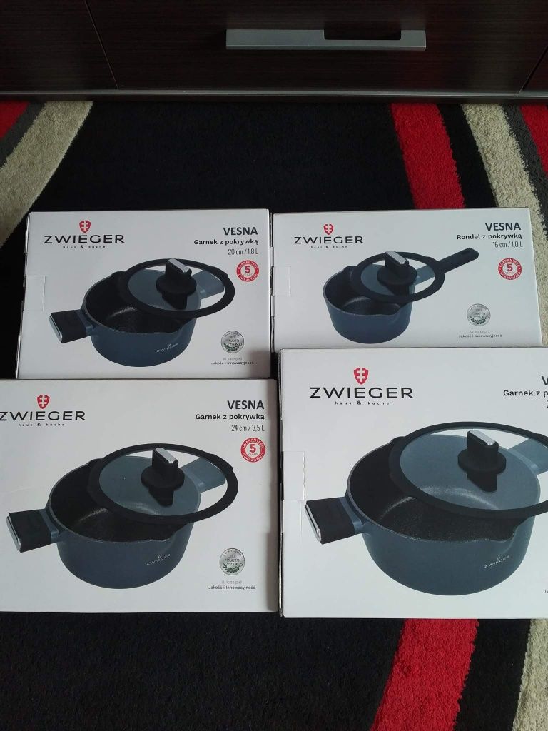 ZWIEGER VESNA Zestaw Garnków 8 el.+ Gratis! Patelnia VESNA 24cm