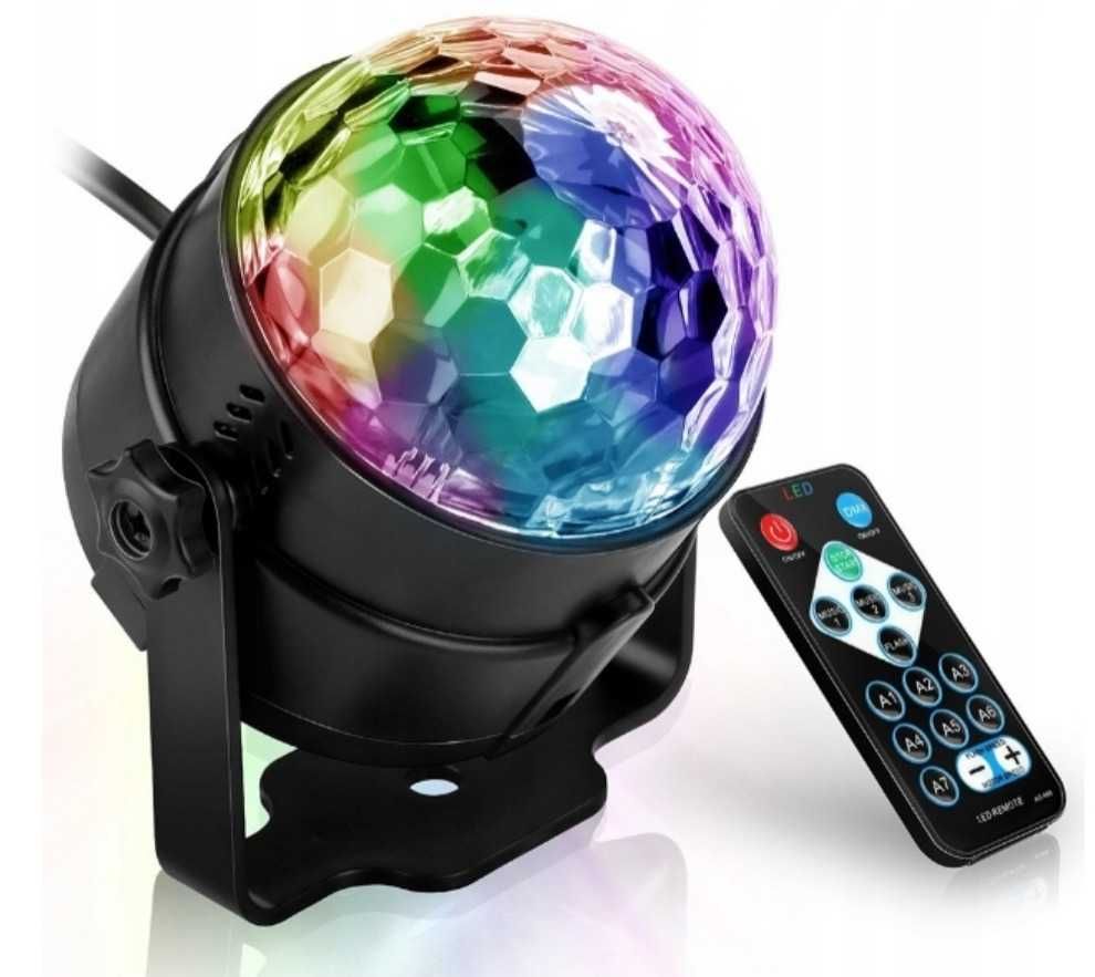 Projektor dyskotekowy LED RGB kula disco reflektor