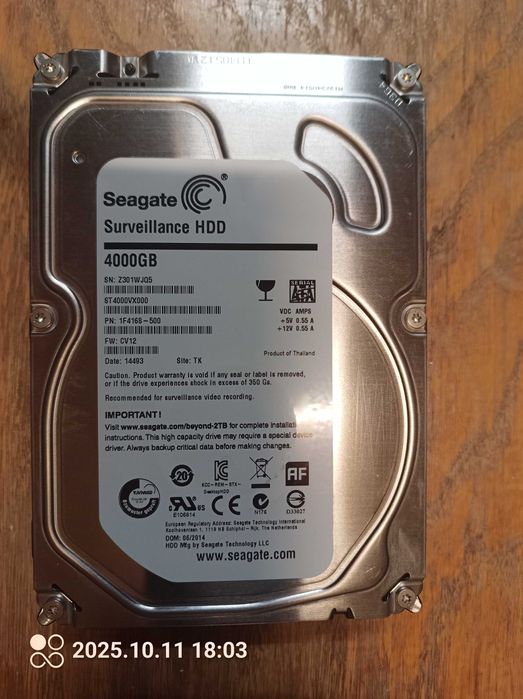 Dysk Seagate 4TB HDD Profesjonalny wersja Surveillance CCTV serwer