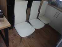 3 krzesła krzesło Volta Agata Meble chrom białe kremowe