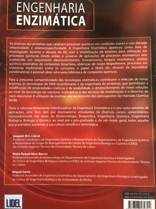 Livro técnico  Engenharia enzimática Joaquim Cabral, M.ª Raquel Aires-