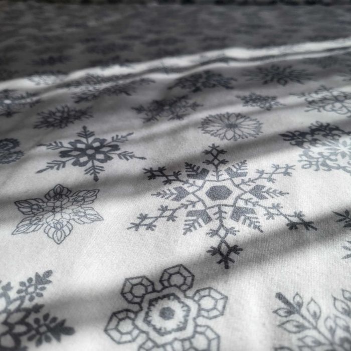 Тепла фланелева постіль "Сніжинки" (сіра) | Всі розміри | 100% бавовна